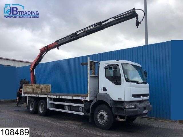 RENAULT Kerax 370 6x4, Fassi Crane, Remote, Steel suspension, Manual, Ai open laadbak vrachtwagen