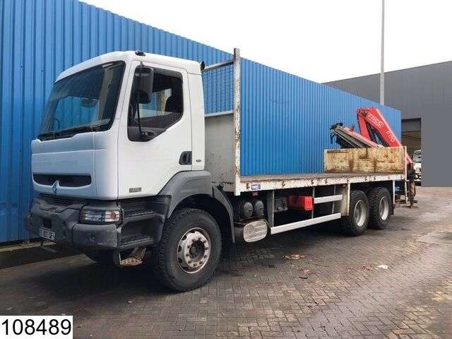 RENAULT Kerax 370 6x4, Fassi Crane, Remote, Steel suspension, Manual, Ai open laadbak vrachtwagen - Photo 4