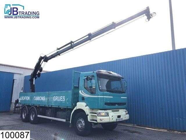 RENAULT Kerax 370 6x4, Hiab crane 4x hydraulic extendable, Remote, Manua open laadbak vrachtwagen