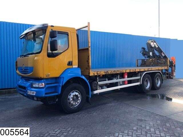 RENAULT Kerax 370 Dxi 6x4, Hiab crane, Steel suspension, Manual, Retarde open laadbak vrachtwagen - Photo 3